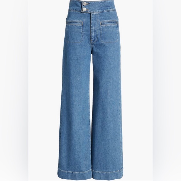 NWT $268 FRAME Le Hardy High Waist Wide Leg Jeans in 'Deepwater' in size 32! - Picture 5 of 12